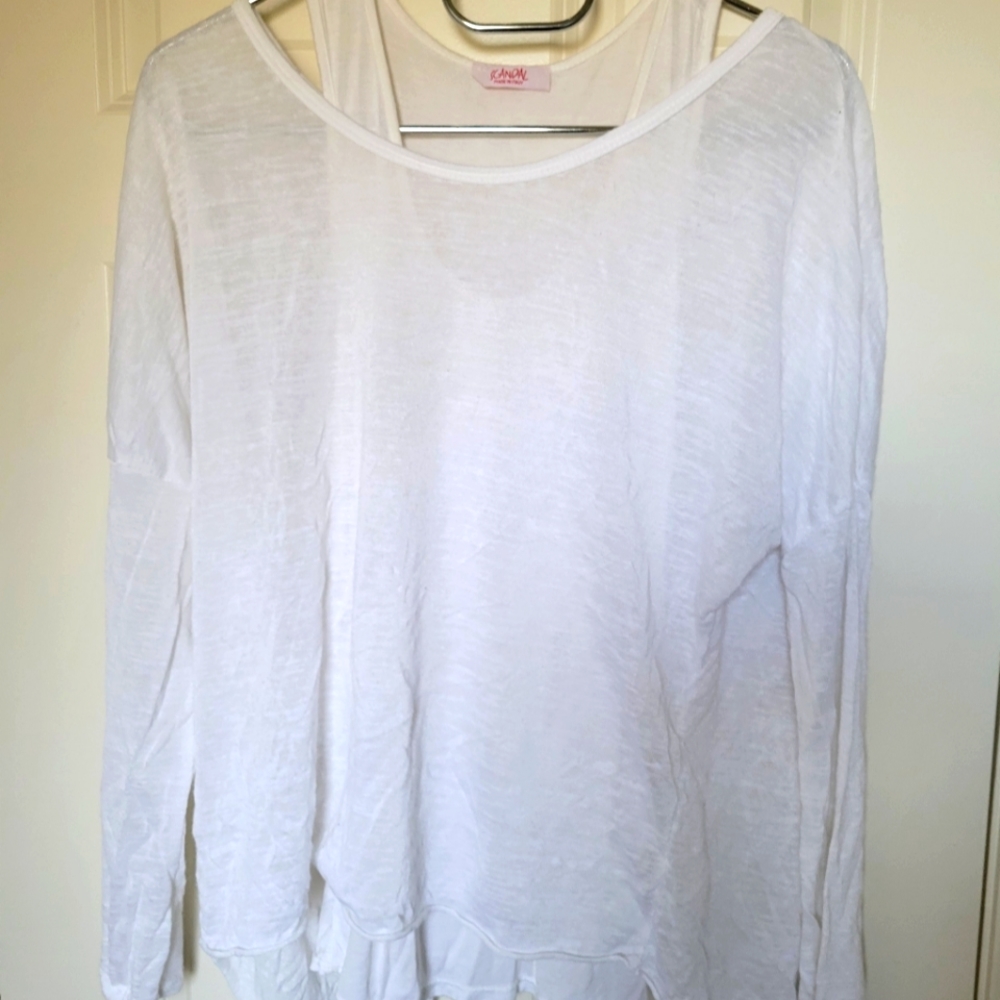 Scandal Made in Italy Basic Viscose Tank with Long Sleeve Cover